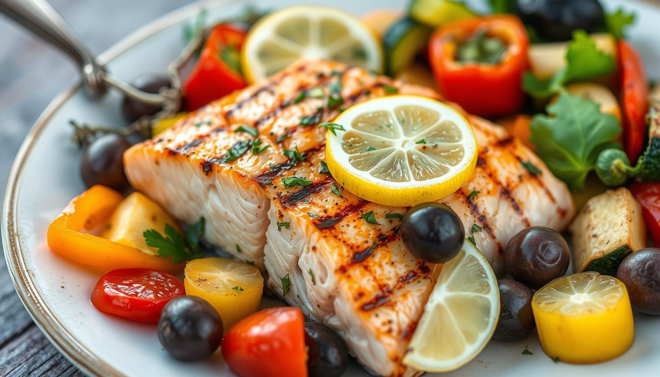 Grilled Mediterranean salmon