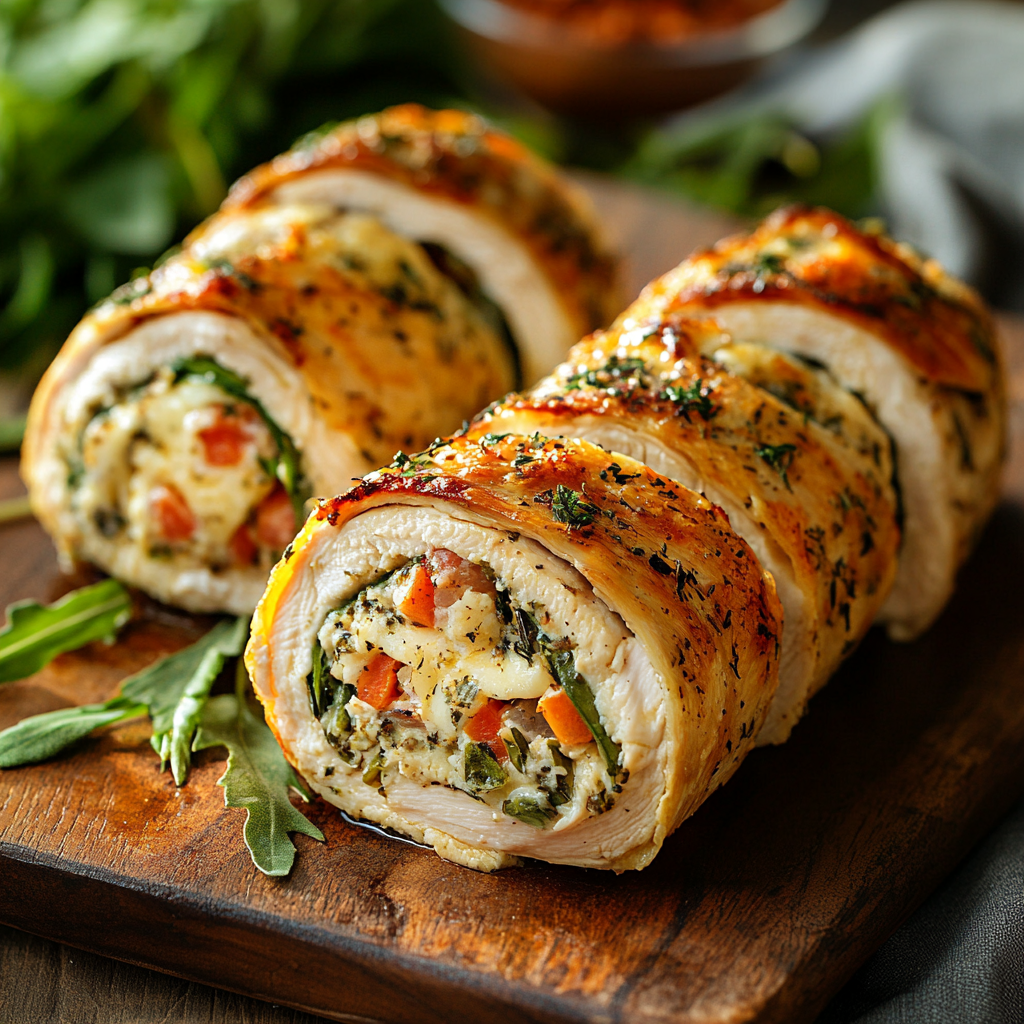 rolled stuffed chicken breast